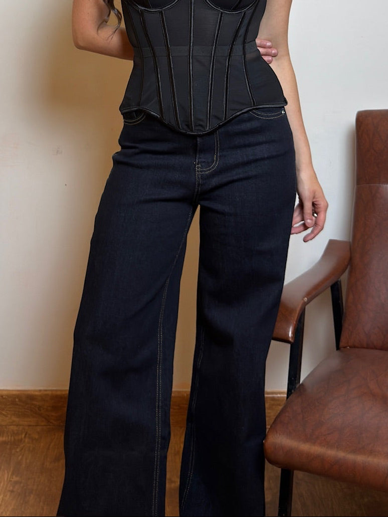 Wide Leg Jeans - Dark Denim