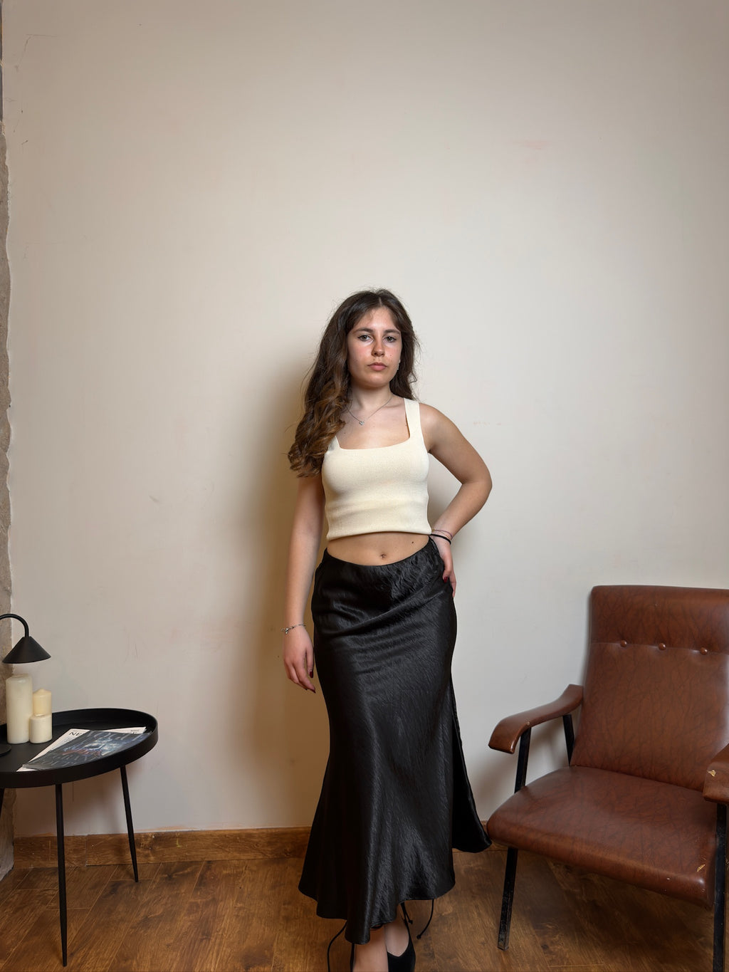 Satin Midi Skirt - Venus
