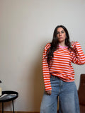 Long-sleeved striped top