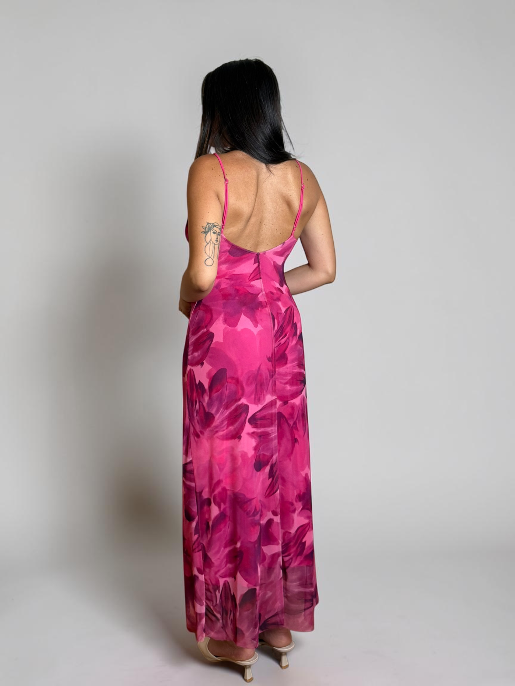 Abito Midi Floral Pink